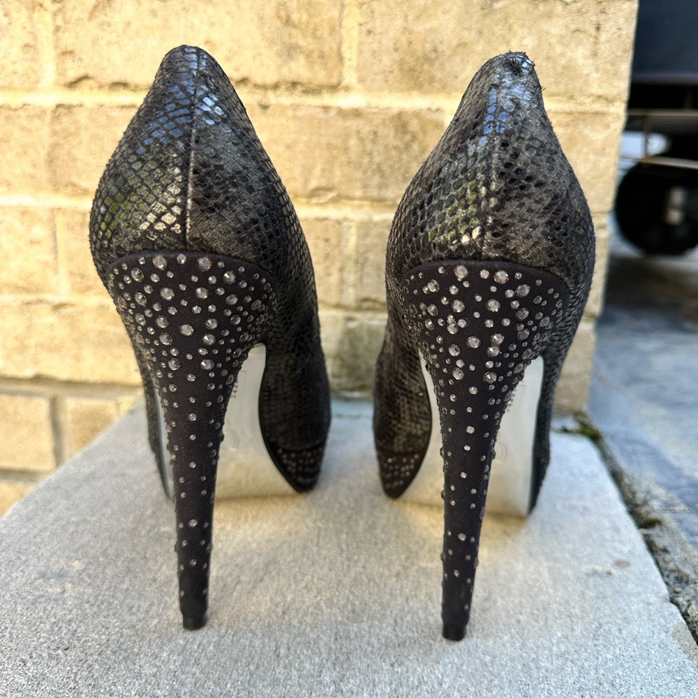 Mariah Carey Gray Patterned Rhinestone Heels - Picture 6 of 8